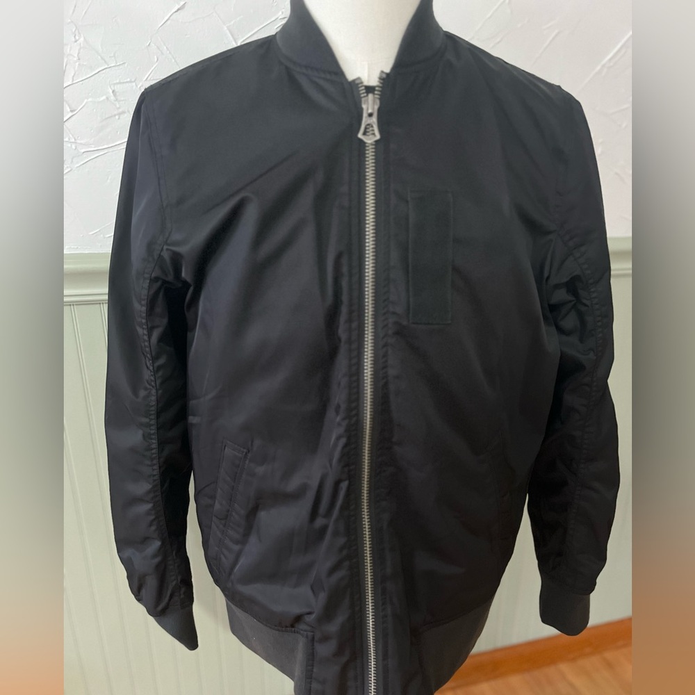 Abercrombie & Fitch Bomber Jacket Mens Med  Quilted Lined Military Black VTG Y2K